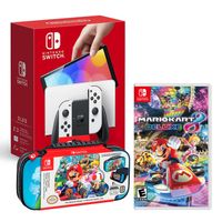 Consola Nintendo Switch Oled 64GB, blanco + Juego Mario Kart 8 + Estuche Mario Kart
