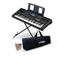 Teclado musical Yamaha PSR-E473 61 teclas, 820 voces, 64 polifonía, negro + Soporte X + Funda + Adaptador