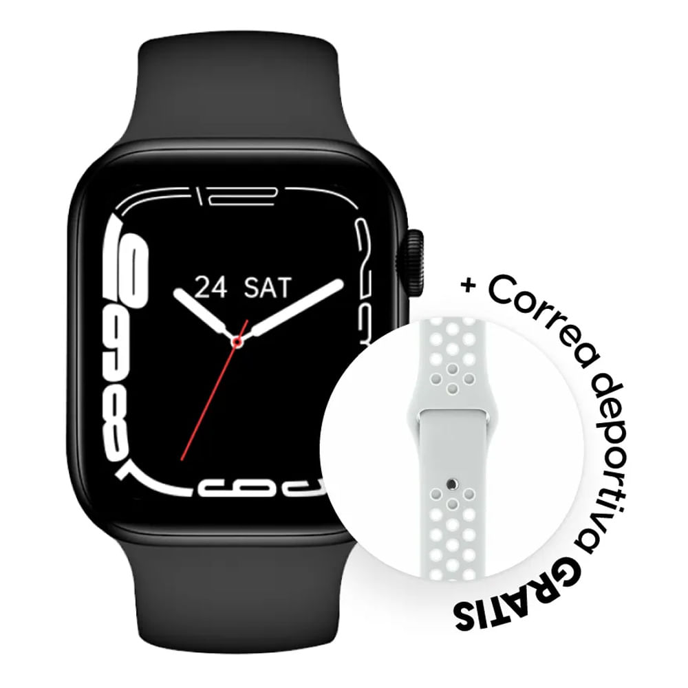 Smartwatch Roadtrip Watch S3 46mm, IP65, detección de frecuencia cardiaca y presion arterial, llamadas BT, negro + correa deportiva Blanca