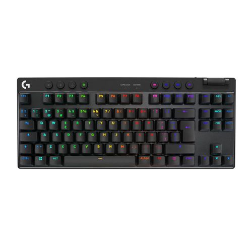 Teclado gamer Logitech G Pro X TKL mecánico, inalámbrico, conexión usb y bluetooth, luces rgb Lightsync