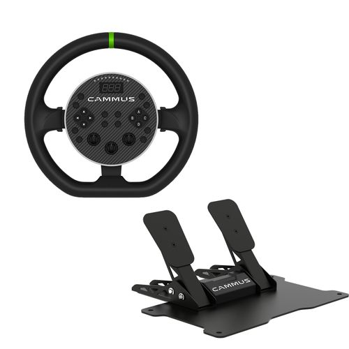 Simulador volante  de carreras cammus de juegos 2 en 1, negro