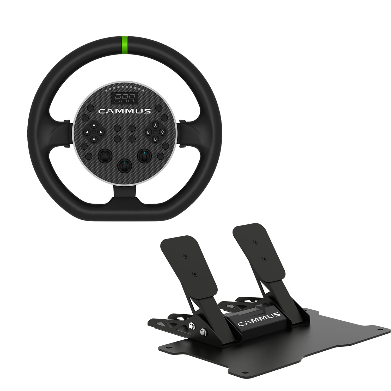 Simulador volante de carreras cammus de juegos 2 en 1, negro