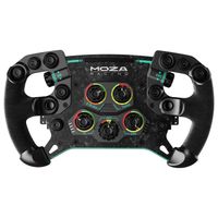 Volante Moza GS GT Wheel, 300 mm, fibra de carbono forjada, levas magnéticas, doble embrague y Alcantara italiano, negro