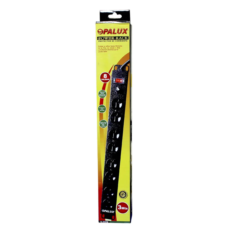 Imagen 2 del producto Reacondicionado: Supresor de picos con switch Opalux Power rack, 8 tomas, 3m