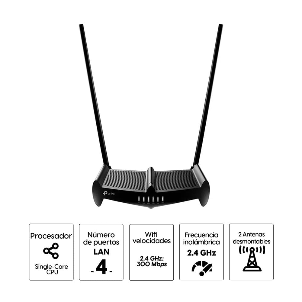 Imagen 2 del producto Reacondicionado: Router TP-Link N300, banda 2.4GHz, 300Mbps, 2 antenas 9Dbi, 4 puertos LAN y 1 puerto WAN
