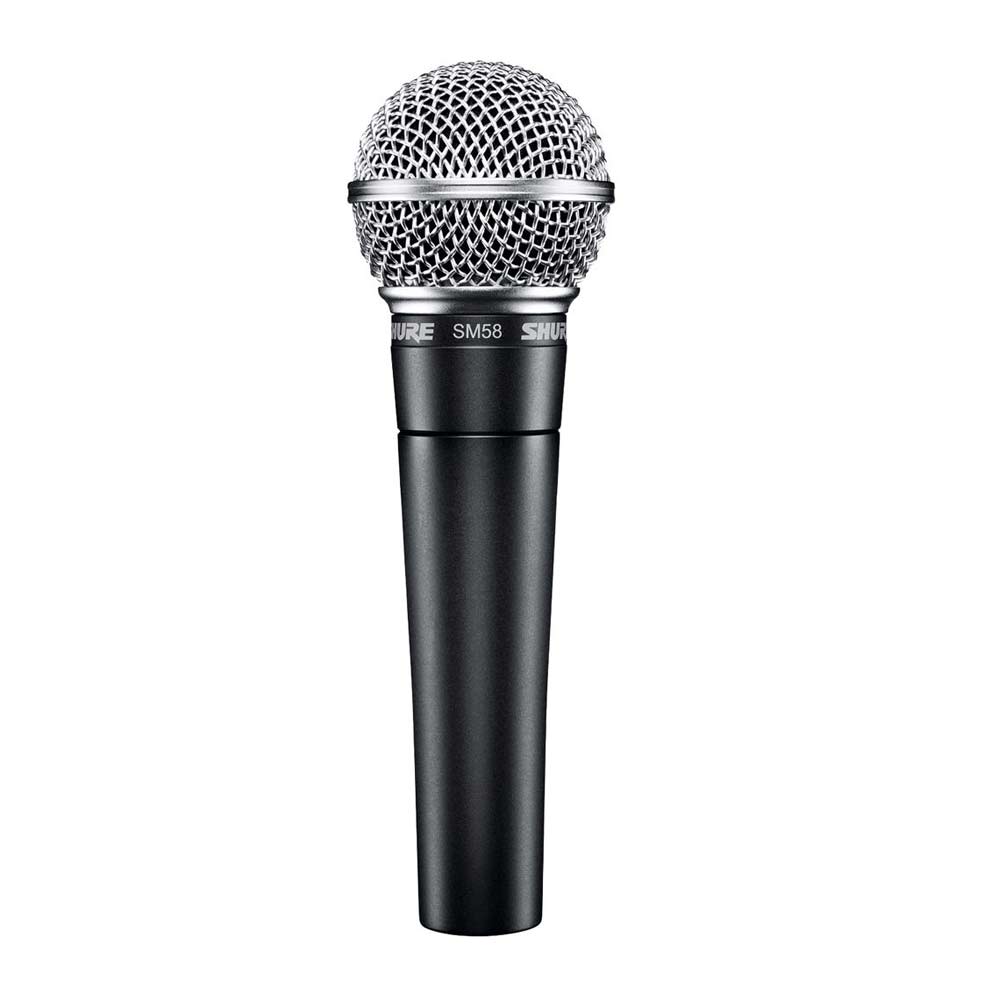 Micrófono alámbrico Shure SM58 dinámico, cardioide, conector XLR, sistema anti golpes, negro
