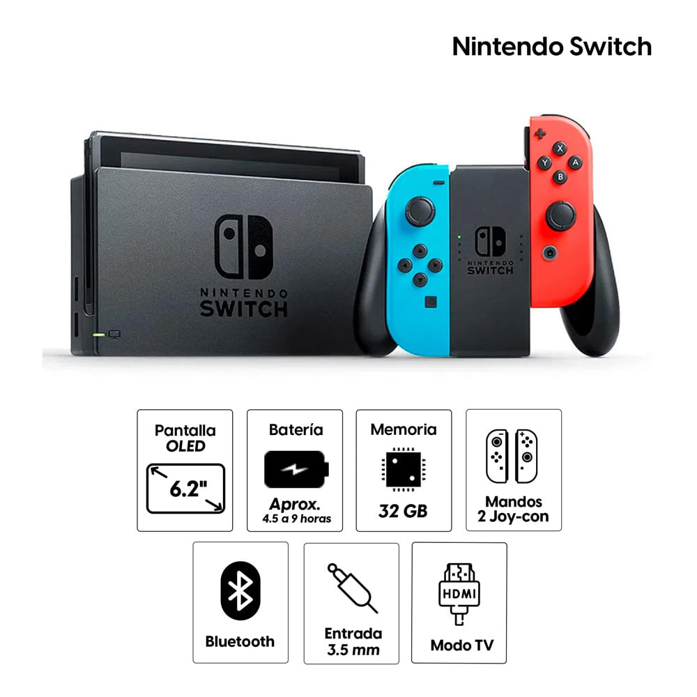 Imagen 2 del producto Reacondicionado: Consola Switch Neón Azul Y Rojo
