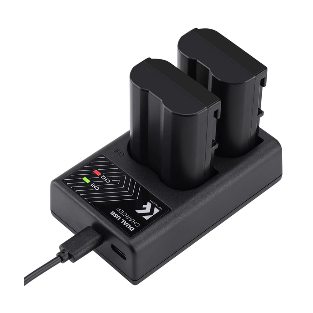 Imagen 2 del producto Cargador Dual K&F Concept KF28.0012 para batería EN-EL15, negro + 2 baterías