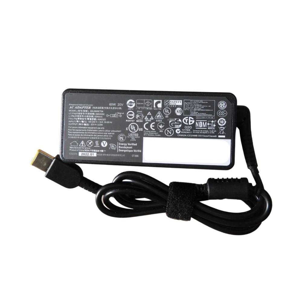 Imagen 1 del producto Cargador genérico para laptop Lenovo 20V, 3.25A, 65W, Punta USB