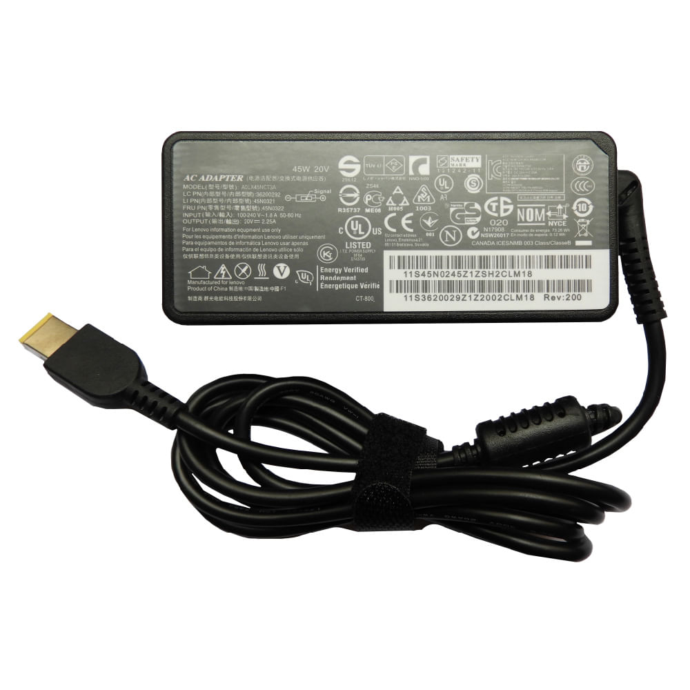 Cargador genérico para laptop Lenovo 20V, 2.25A, 45W, punta USB