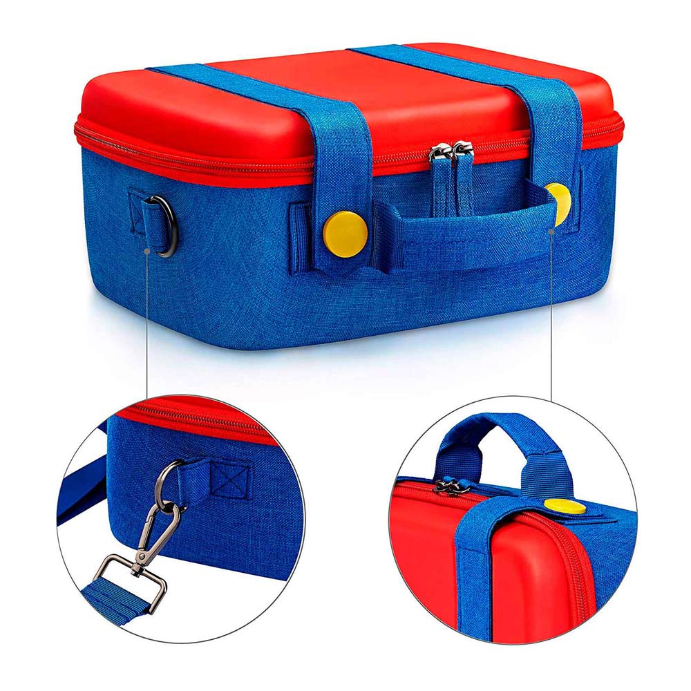 Imagen 2 del producto Maleta para Nintendo Switch y Oled, estuche resistente grande, rojo con azul