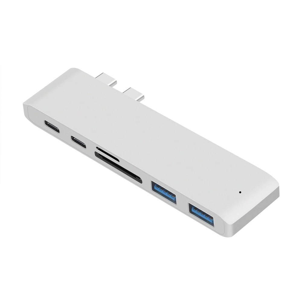 Hub Santofa 6 en 1, conector USB tipo-c con puertos USB 3.0 x2, SDXC, Micro SDXC, tipo-c x2