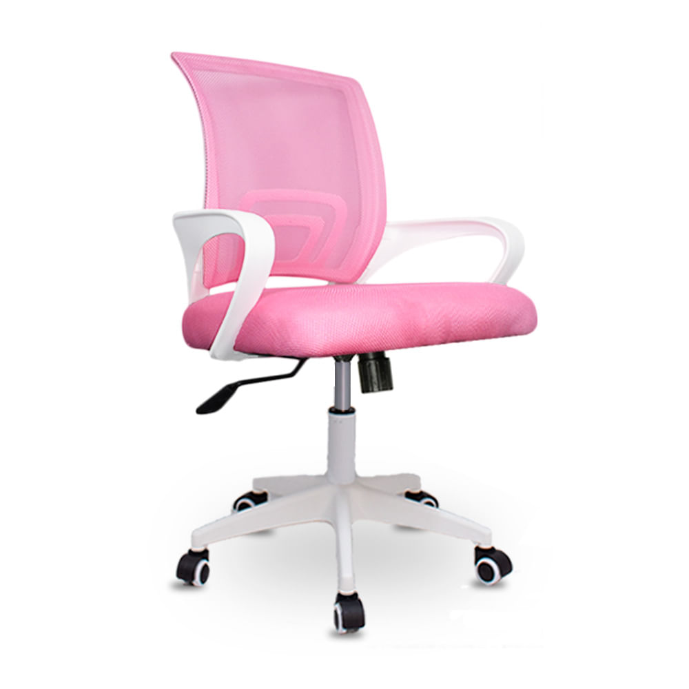 Silla de oficina Inius Ava carga máx. 100 kg, soporte lumbar, sistema basculante, 5 ruedas, rosado