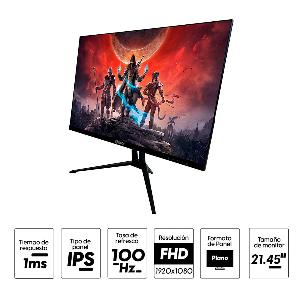 Imagen 2 del producto Monitor plano 21.45"" Teros TE-2123S Panel IPS, FHD(1920x1080), 100Hz, 1ms, entradas HDMI/VGA