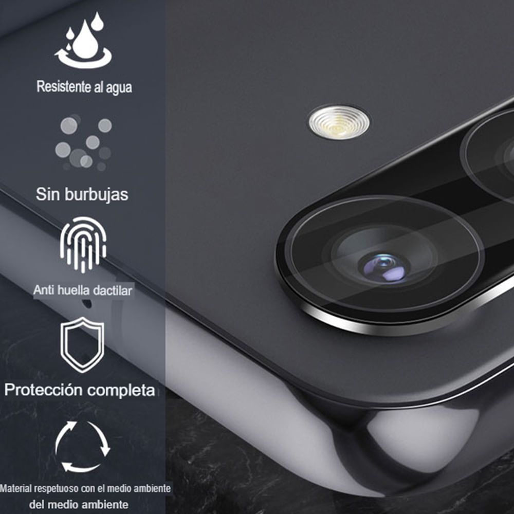 Imagen 2 del producto Protector de cámara para Samsung Galaxy S24 / S24 Plus, transparente con borde negro