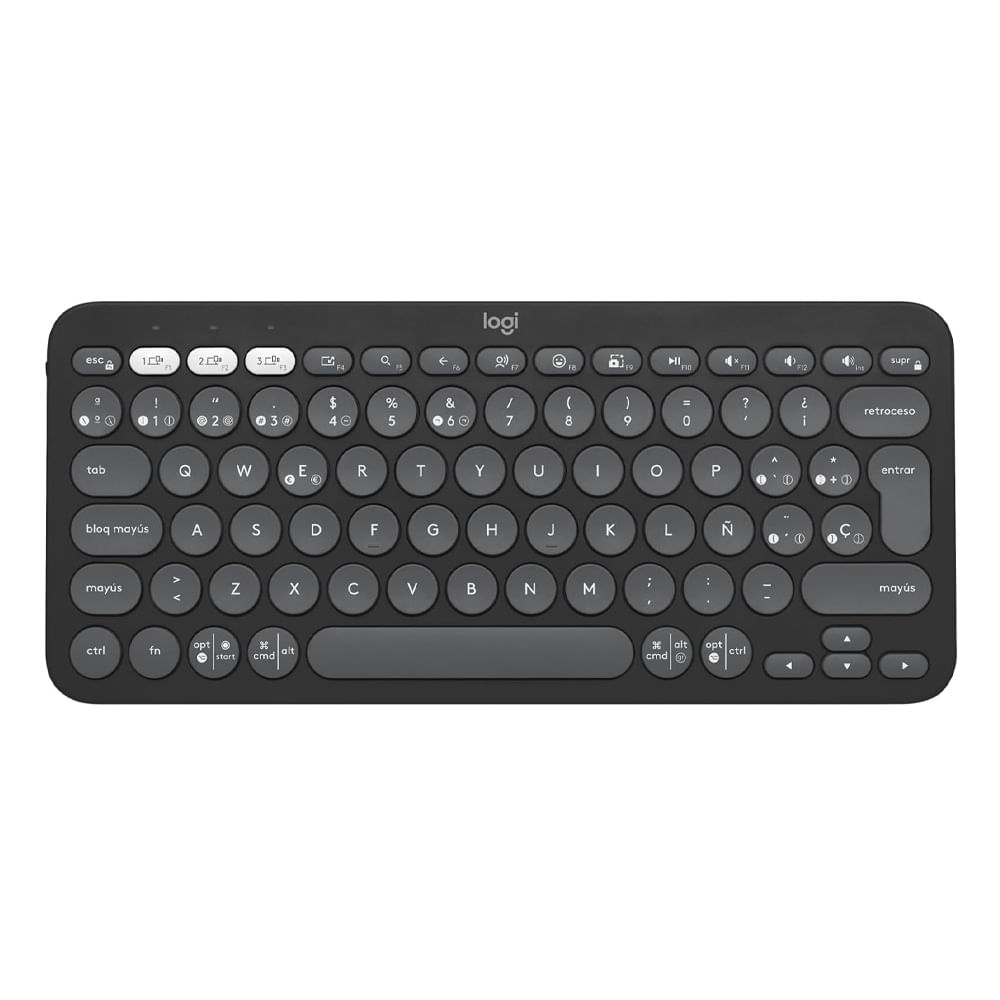 Teclado inalámbrico Logitech Peeble 2 K380S bluetooth, multidispositivo, layout español, usa pilas, grafito