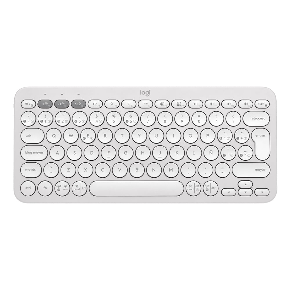 Teclado inalámbrico Logitech Peeble 2 K380S bluetooth, multidispositivo, layout español, usa pilas, blanco