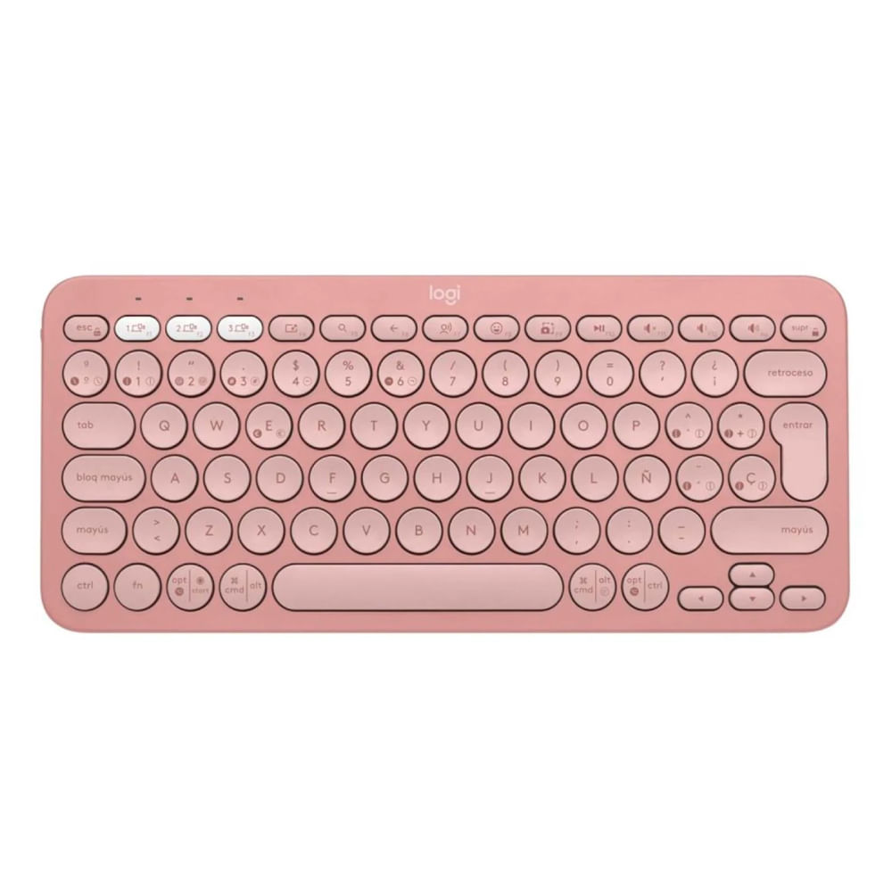 Teclado inalámbrico Logitech Peeble 2 K380S bluetooth, multidispositivo, layout español, usa pilas, rosado