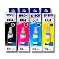 Botellas de tinta Epson 664 EcoTank, negro, amarillo, cyan y magenta, 70ml, impresión a color