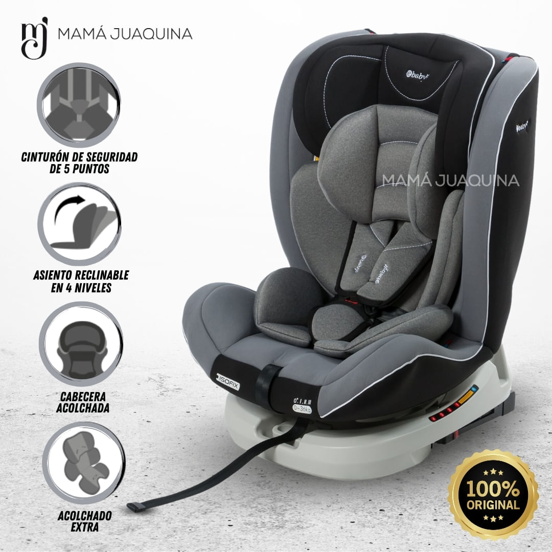 Imagen 2 del producto Silla de Auto Ebaby Donan 360° Gris Claro