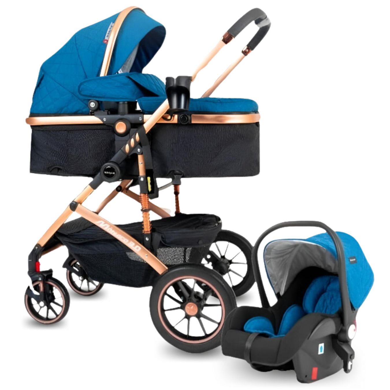 Coche Moisés Baby Craft Verona Gold con Portabebé Azul