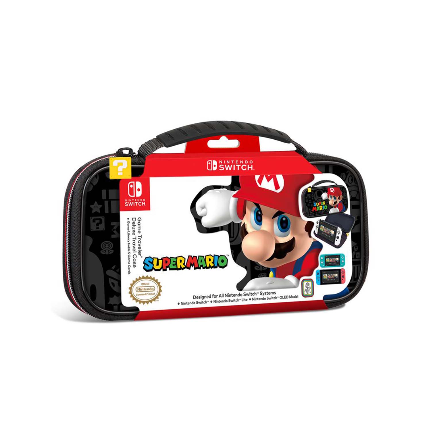 Estuche gamer Traveler Deluxe Super Mario para Nintendo Switch, negro