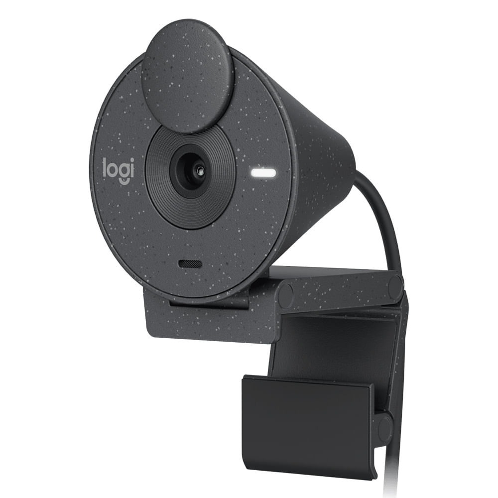 Cámara web Logitech Brio 300 FHD 1080p, conexión USB Tipo-C, micrófono integrado, tapa de privacidad, cable 1.5 m, negro