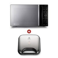 Combo Electrolux: Microondas EMDY25S2MXM, capacidad 25 litros, inox + Sandwichera Efficient ESG20 750W, 2 sándwiches, inox
