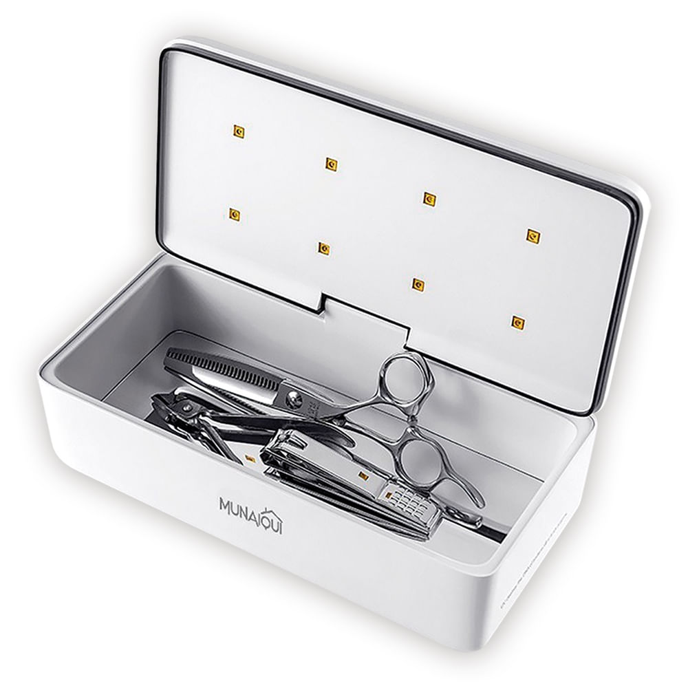 Caja esterilizadora Munaiqui SZH8-S2 10V, 8 esféras LED, ABS, blanco