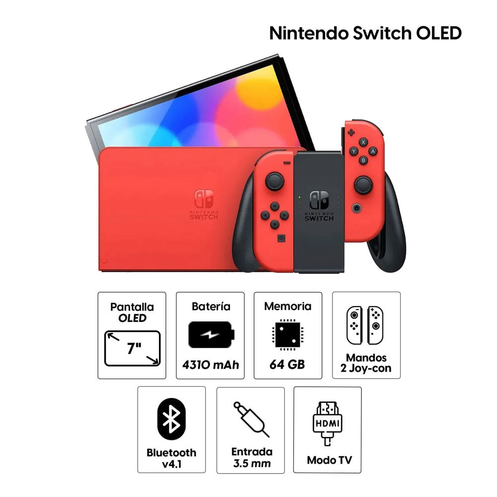 Imagen 2 del producto Consola Nintendo Switch Oled 64GB, Edición Mario Red