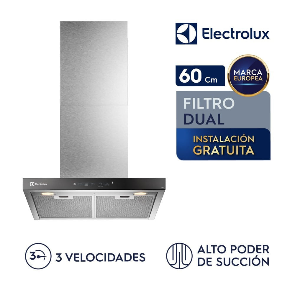 Imagen 2 del producto Campana empotrable Electrolux CE6TF 300W, 3 velocidades, panel táctil, plateado