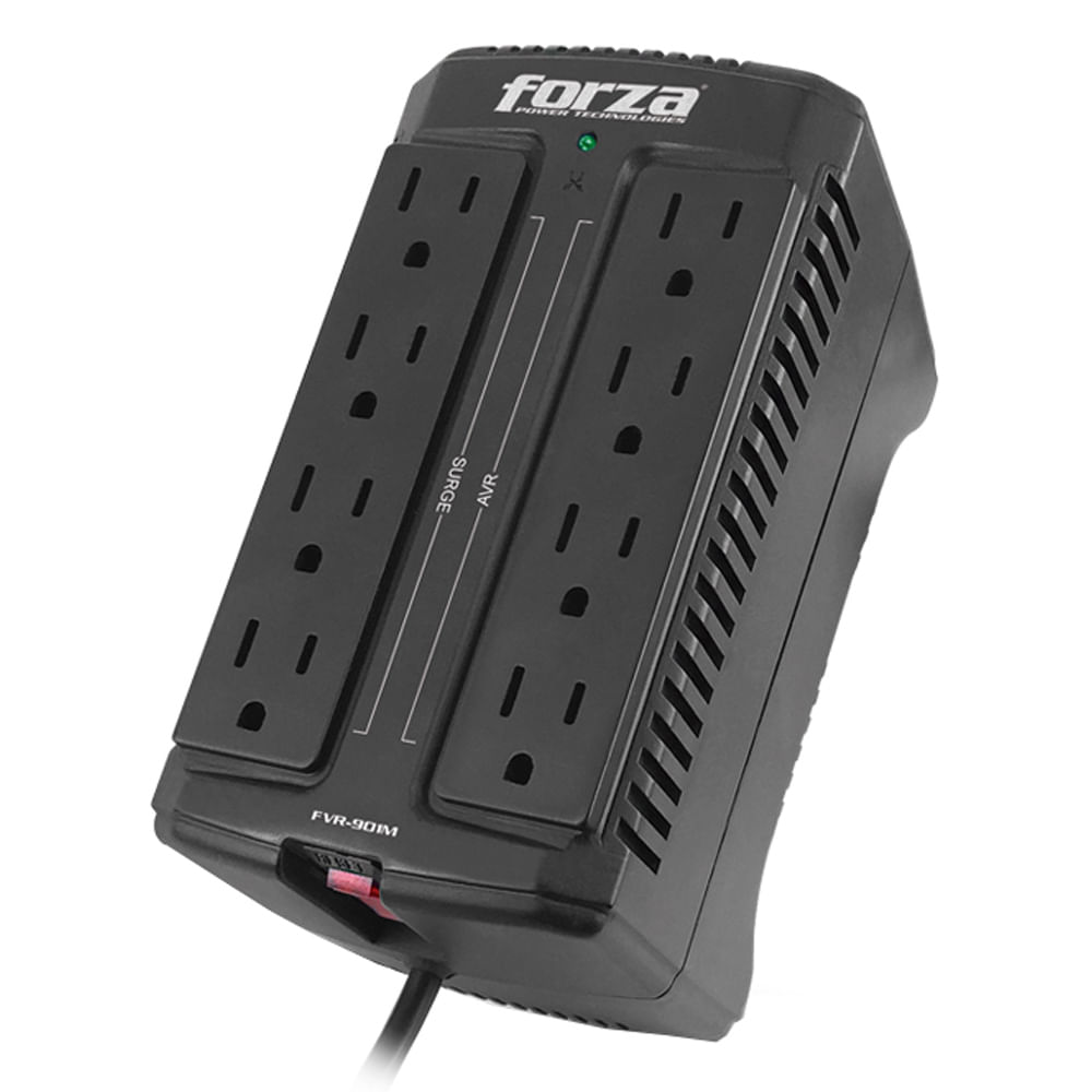Imagen 1 del producto Estabilizador de voltaje Forza FVR-902 900VA/450W 8 salidas, largo de cable 1 m, negro