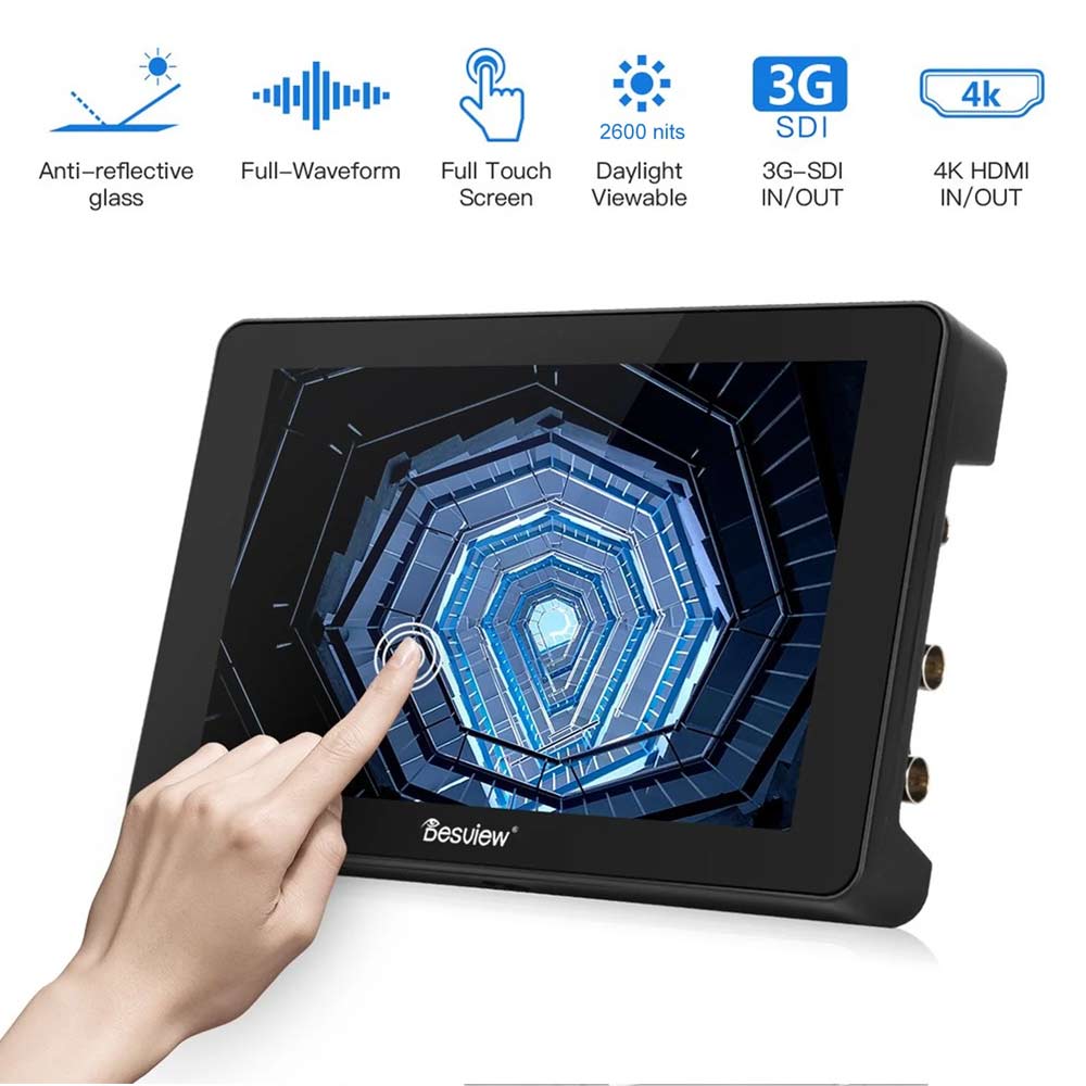Imagen 2 del producto Monitor de campo Desview R7SII 2600 nits, pantalla táctil, DSLR, HDMI 4K 3G-SDI, negro
