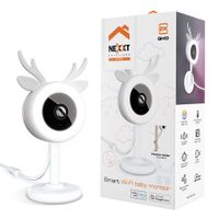 Cámara de seguridad interna Nexxt NHC-B100 Monitor bebe 2K, Wi-Fi, visión nocturna, detección de llanto, anillo multicolor, sensor de humedad
