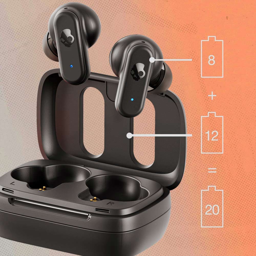 Imagen 2 del producto Audífonos bluetooth True Wireless Skullcandy Dime 3 resistente al agua IPX4, duración máx. 8 horas; control de música y llamadas + Lentes de sol Bold