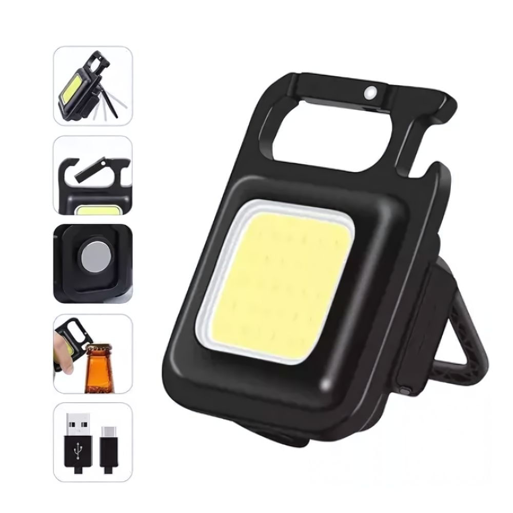 Imagen 2 del producto Mini linterna tipo llavero con imán, 3 modos de luz, negro