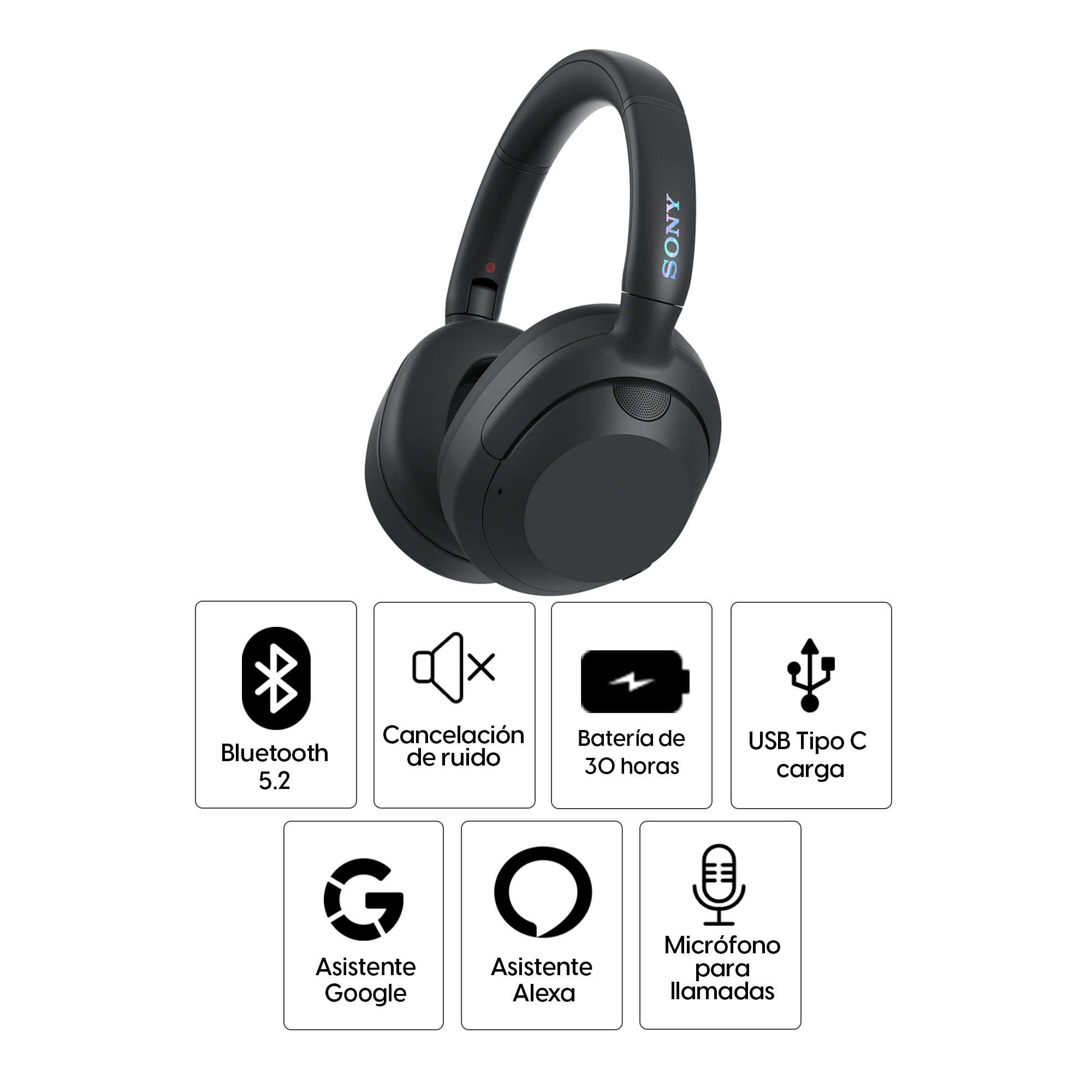 Imagen 2 del producto Audífonos con cancelación de ruido Sony Ult Wear WH-ULT900N micrófono incorporado, máx. 30 horas, control de música y llamadas, negro