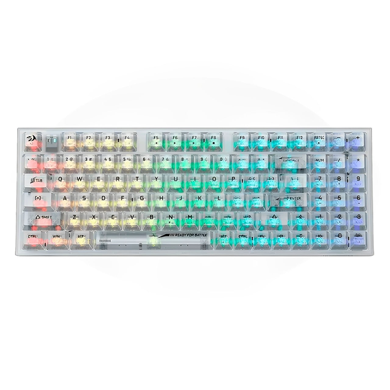 Teclado gamer Redragon Pollux Pro K625CT mecánico, inalámbrico, conexión receptor USB/bluetooth/5.0 y 2.4 GHz, luces RGB, plateado