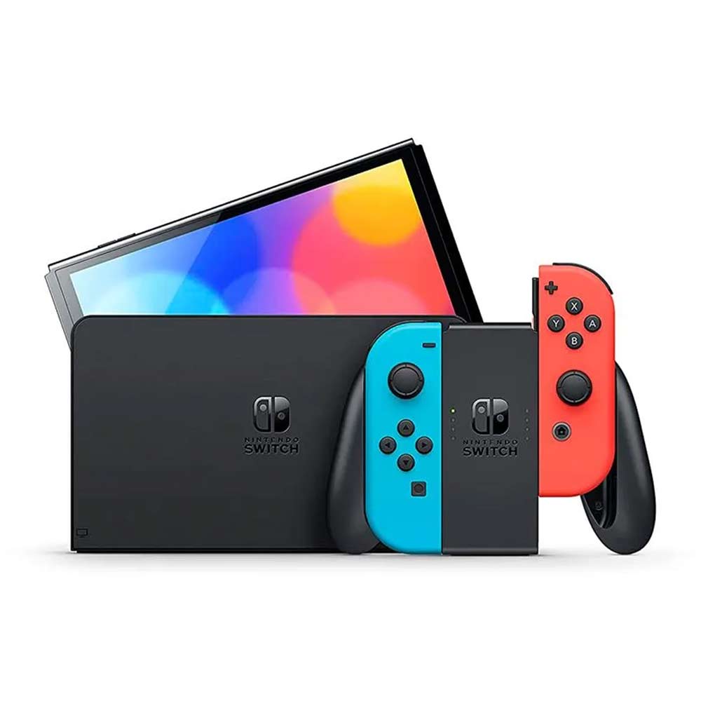 Imagen 2 del producto Consola Nintendo Switch Oled 64GB, neón rojo y azul + Juego Mario Odyssey + Estuche Mario Odyssey