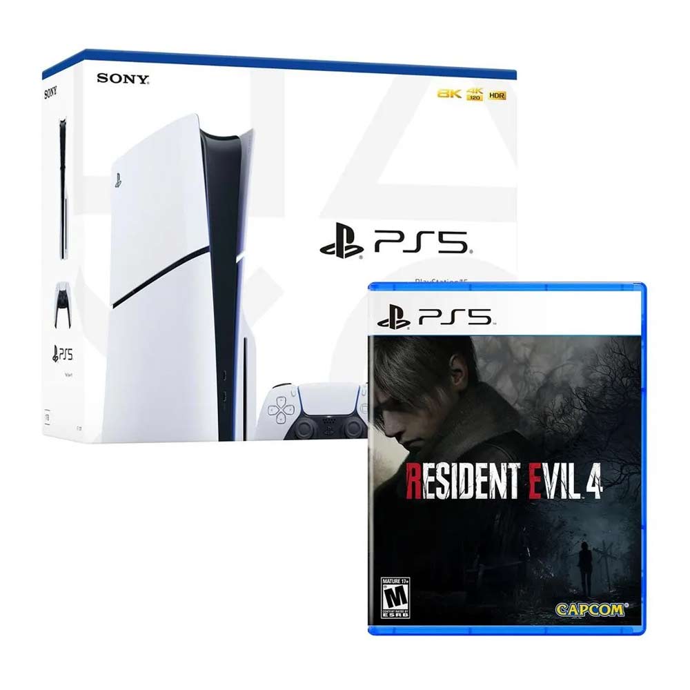 Consola Playstation 5 Slim con lector de discos, 1TB + Juego Resident Evil 4