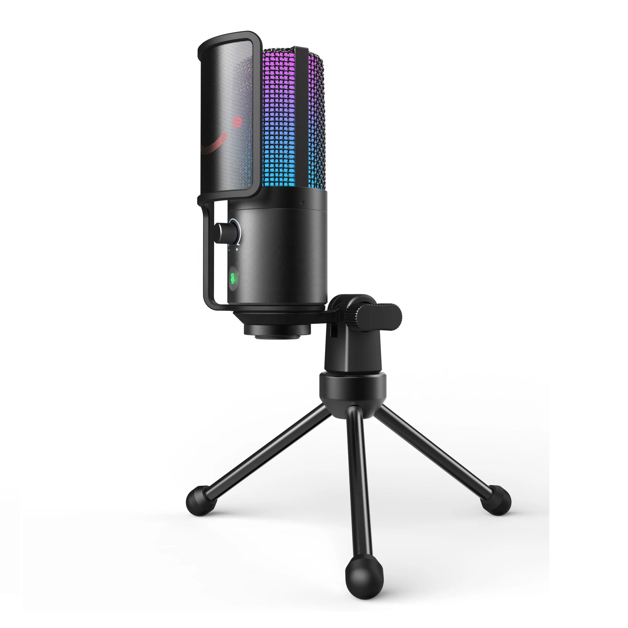 Micrófono Fifine K669 Pro 3 de condensador, cardioide, alámbrico, conexión USB, 20Hz-20kHz, luces RGB, blanco