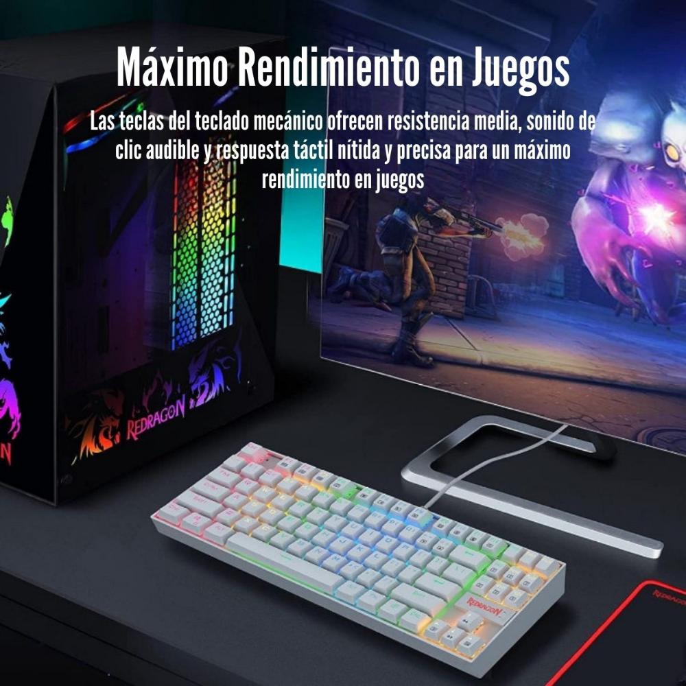 Imagen 2 del producto Teclado gamer alámbrico Redragon Kumara K552, conexión USB, mecánico, RGB, switch rojo, blanco