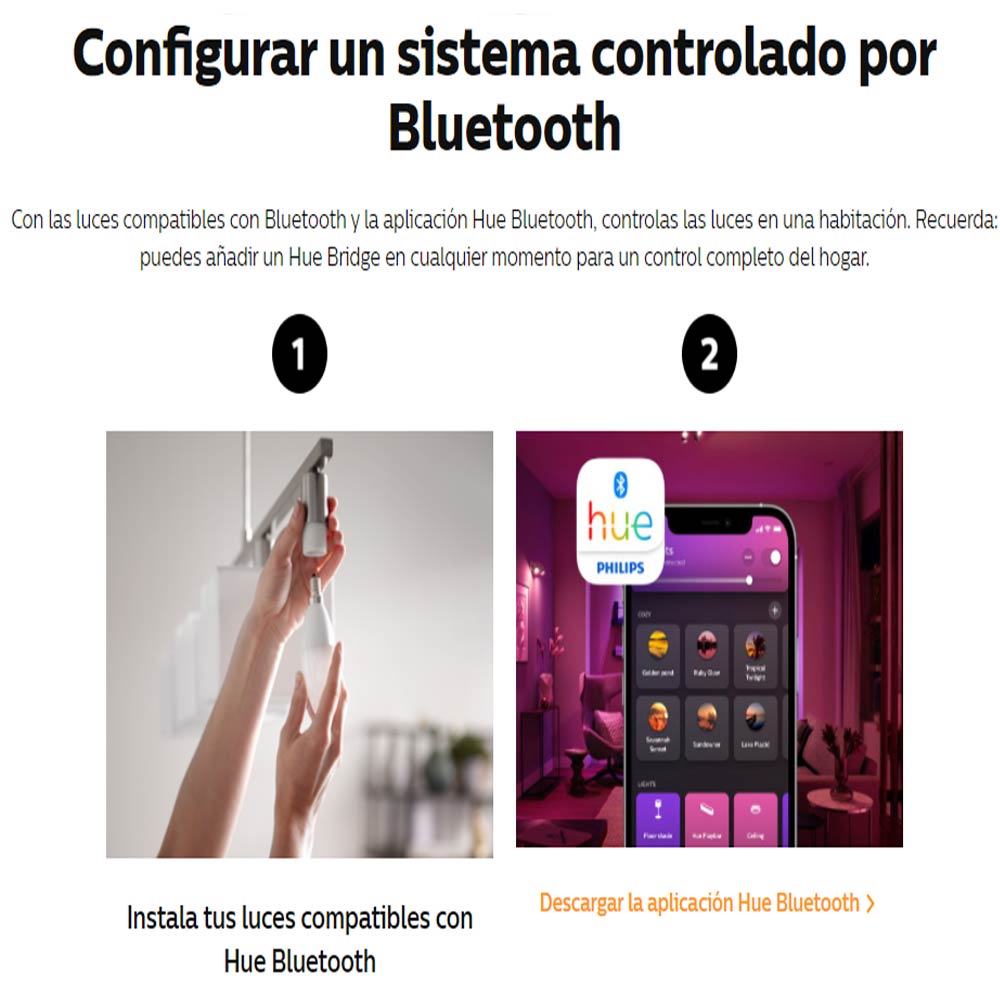 Imagen 2 del producto Foco inteligente Philips Hue luz amarilla, wifi, 9w, tipo de bombilla E27, zigbee y bluetooth (reempacado)