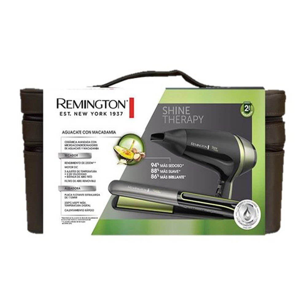 Imagen 2 del producto Combo Remington Shine Therapy alisadora cerámica + secadora 2100w (reempacado)