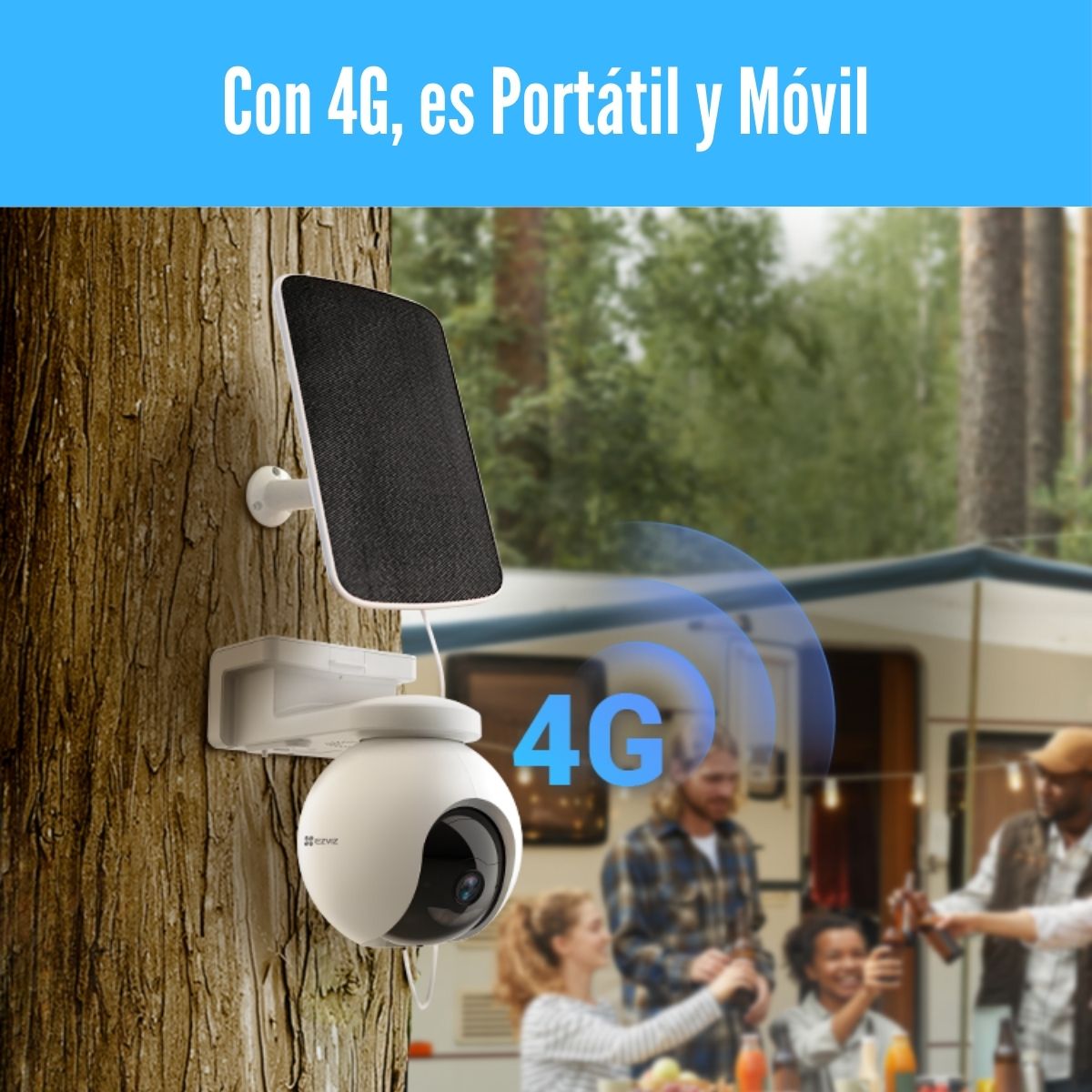 Imagen 2 del producto Cámara de seguridad externa EZVIZ EB8 2K, 4G, visión nocturna, detección de movimiento, audio bidireccional, giro 340°