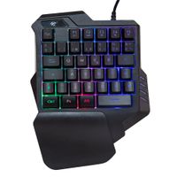 Reacondicionado: Teclado gamer alámbrico Havit One Hand, conexión USB, membrana, RGB