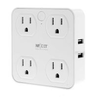 Reacondicionado: Enchufe inteligente wifi Nexxt NHP-T610 220V, 4 tomacorrientes universales, 4 puertos usb