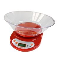 Reacondicionado: Balanza de cocina Opalux máx. 5 kg, pantalla LCD, rojo