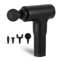 Reacondicionado: Masajeador para cuerpo Genérico tipo pistola recargable, 4 cabezales, batería recargable, negro