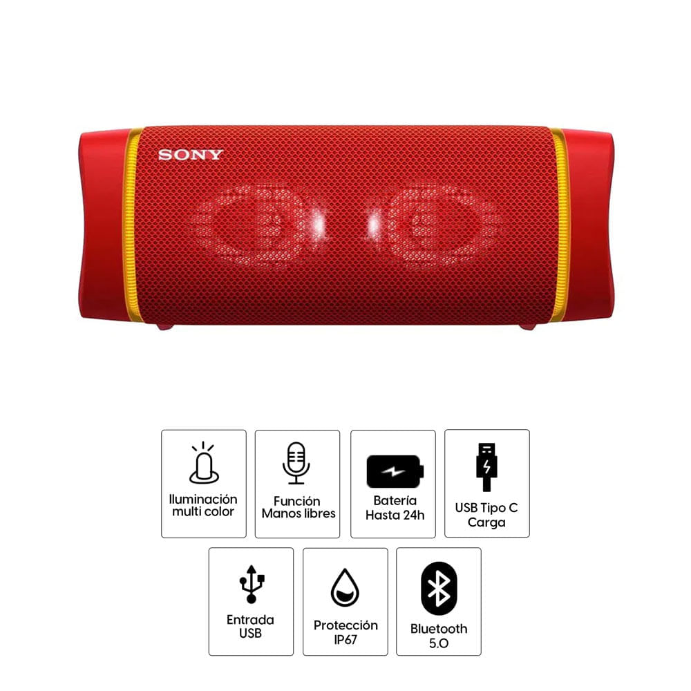 Imagen 2 del producto Reacondicionado: Parlante bluetooth Sony Extra Bass XB33 led, IP67, máx. 24 horas, rojo